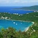 A bay surrounded by verdant hills